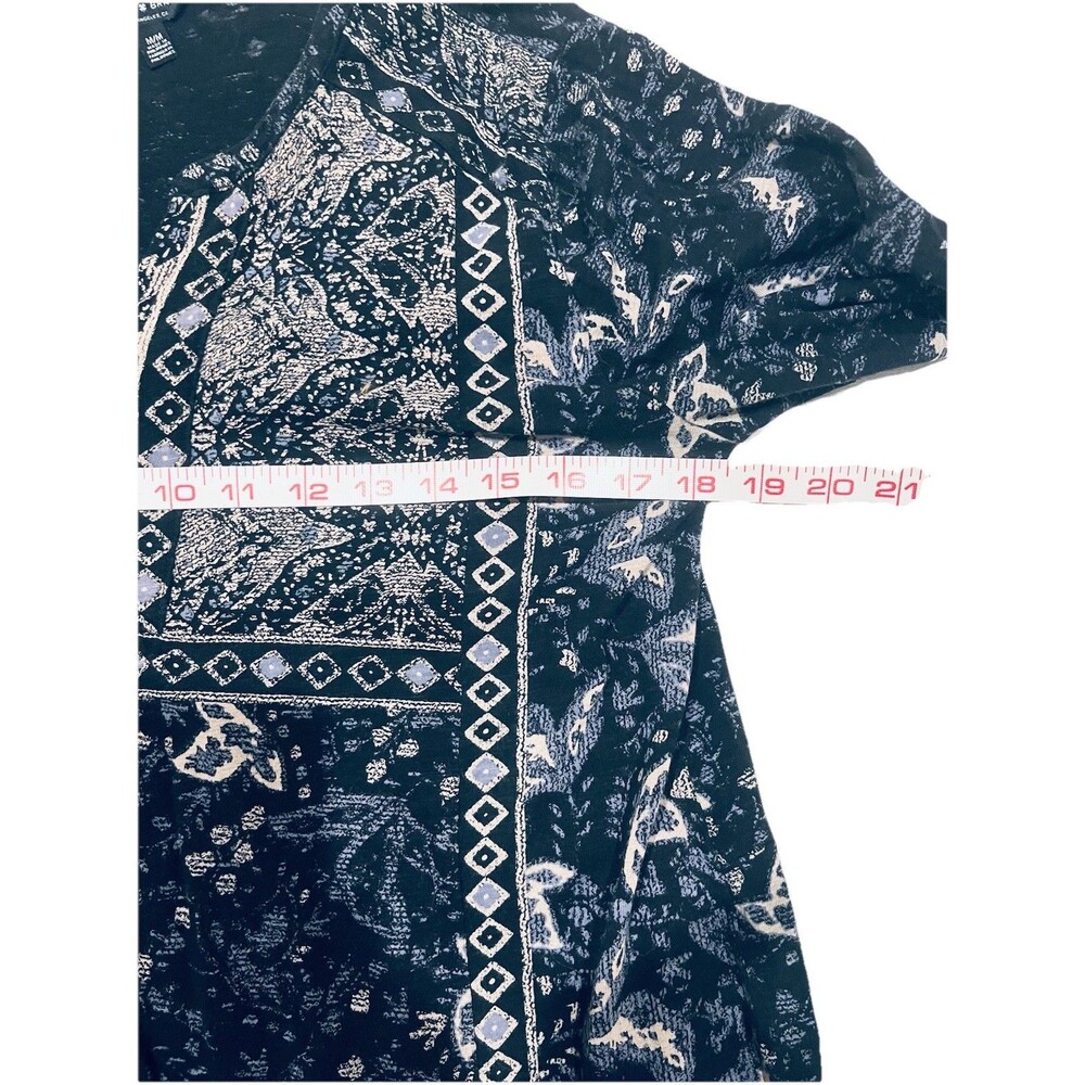 Lucky Brand Women's Black Multi Geometric Boho Long Sleeve Knit Top Sz Medium - Picture 5 of 9